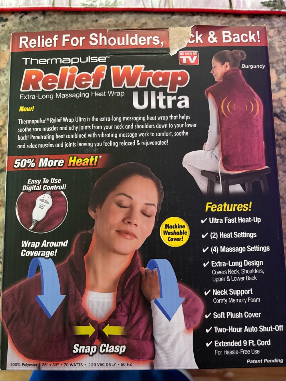 Thermapulse Relief Wrap Ultra - Burgundy Heat Wrap